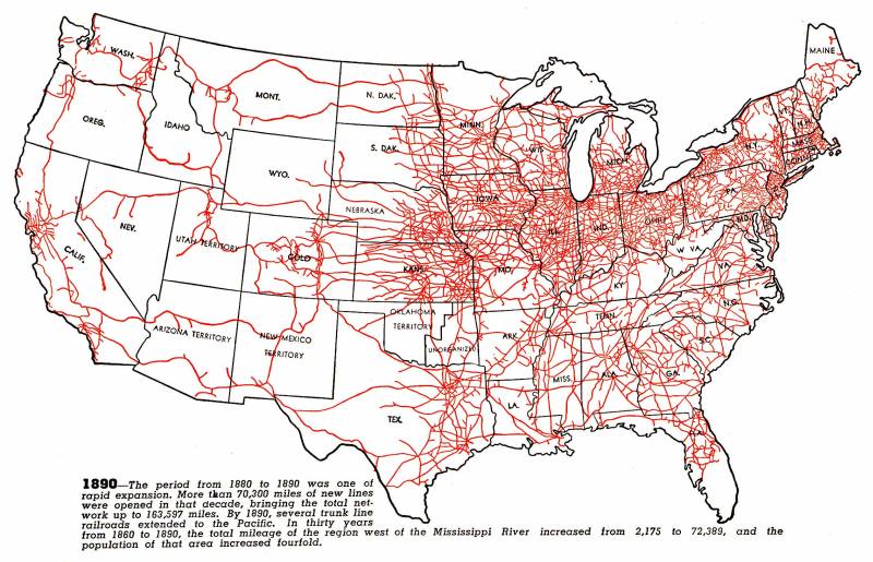 Американские железные дороги в 1890 году