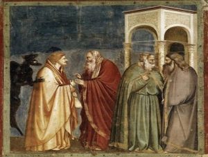 “Иуда, получающий плату за предательство». Джотто ди Бондоне, (1267-1337), Флоренция 