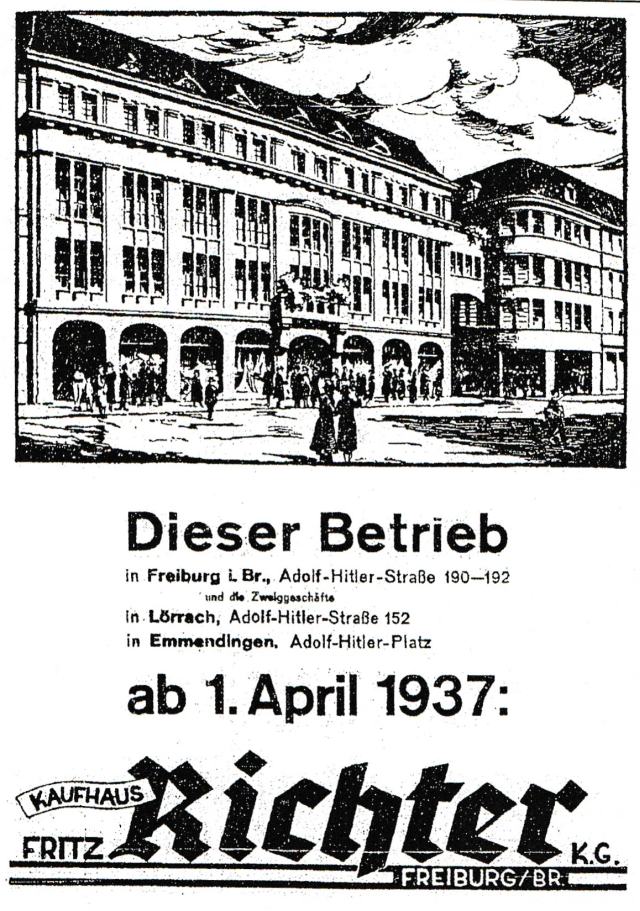 Объявление в „Alemannen“ от 1.4.1937 г.