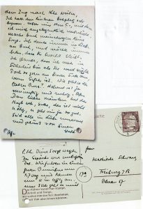 Почтовая открытка Отто Шварца жене, отправленная из Баден-Оос на следующий день после депортации