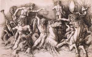 43. Андреа Мaнтeнья. Битва морских богов, 1490? (фрагмент)