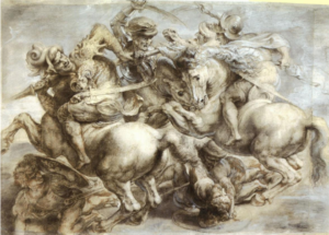 44. Леонардо да Винчи. Битва при Ангиари, 1503. Копия Питера Рубенса с несохранившегося оригинала
