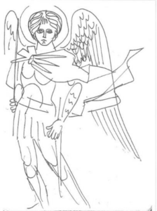 Иконописный ангел (Архангел Михаил?) Мой рисунок 1964 года[16]